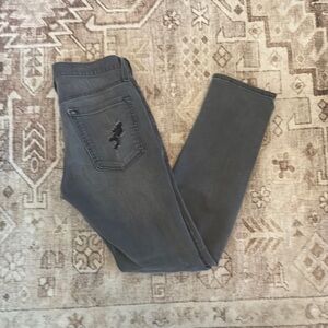 Gray Skinny Jeans with Lightning Bolt Detail